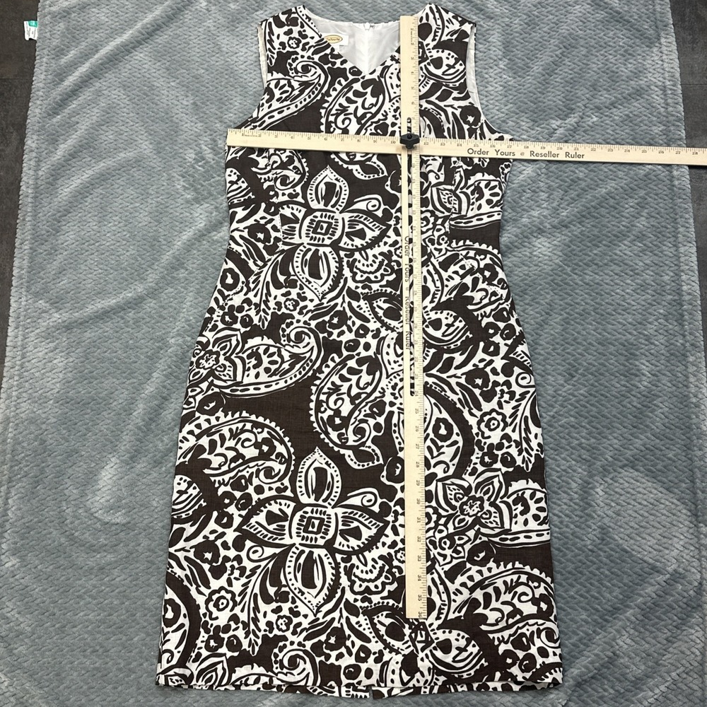 Talbots Midi Dress Women's Size 8 Paisley Sleeveless V Neck Brown White - Picture 4 of 10